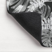 白黒の熱帯葉 マウスパッド (コーナー)