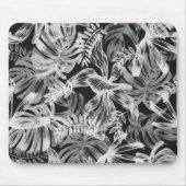白黒の熱帯葉 マウスパッド (正面)