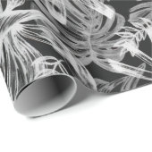 白黒の熱帯葉 ラッピングペーパー (ロールコーナー)