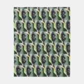 白黒の熱帯蝶 フリースブランケット (正面)