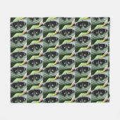 白黒の熱帯蝶 フリースブランケット (正面(横))