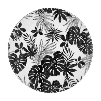 白黒の熱帯:シルエット自然 カッティングボード