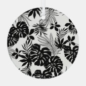 白黒の熱帯：シルエット自然 ガラスオーナメント (裏面)