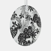 白黒の熱帯：シルエット自然 ガラスオーナメント (正面右)