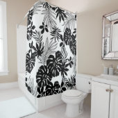 白黒の熱帯：シルエット自然 シャワーカーテン (インサイチュ)
