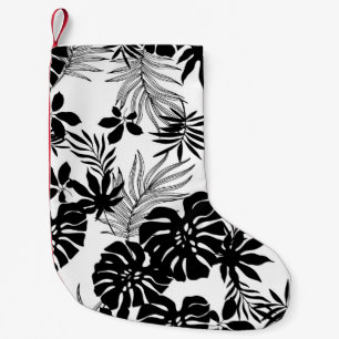 白黒の熱帯：シルエット自然 スモールクリスマスストッキング