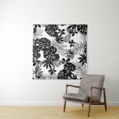 白黒の熱帯：シルエット自然 タペストリー (インサイチュ(横))