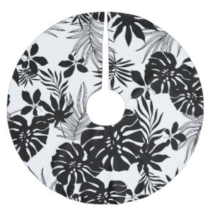 白黒の熱帯：シルエット自然 ブラッシュドポリエステルツリースカート