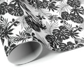白黒の熱帯：シルエット自然 ラッピングペーパー (ロールコーナー)