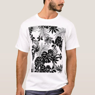 白黒の熱帯:シルエット自然 Tシャツ