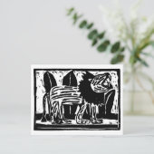 白黒の燃え盛るライオンリノカット シーズンポストカード (スタンド正面)