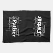 白黒の父の単語コラージュ キッチンタオル (横)