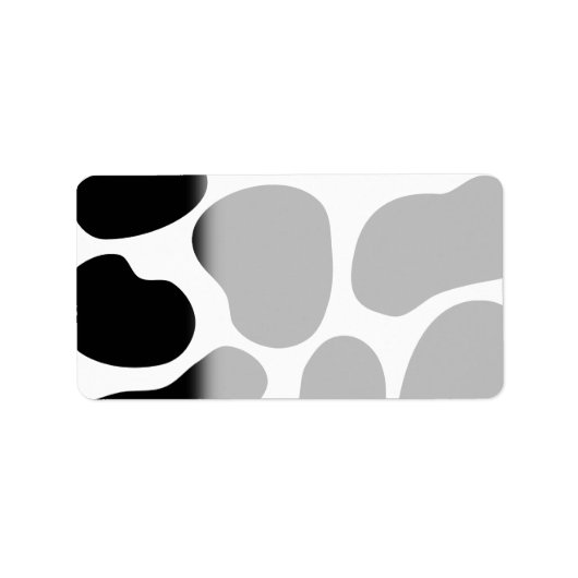 白黒の牛のプリントパターン。 ラベル (正面)