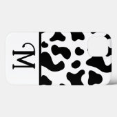 白黒の牛のプリント、カラーブロックイニシャル Case-Mate iPhoneケース (裏面 (横))