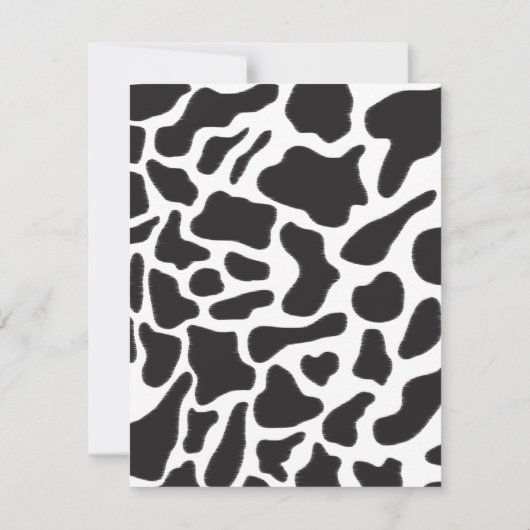 白黒の牛の斑点の動物のパターンのモノグラム ノートカード (裏面)