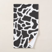 白黒の牛の斑点の動物のパターンのモノグラム バスタオルセット (ハンドタオル)