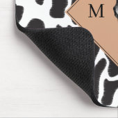 白黒の牛の斑点の動物のパターンのモノグラム マウスパッド (コーナー)