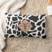 白黒の牛の斑点の動物のパターンのモノグラム ランバークッション (ブランケット)