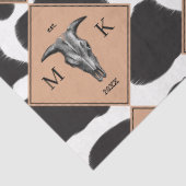 白黒の牛の斑点の動物のパターンのモノグラム 薄葉紙 (詳細)