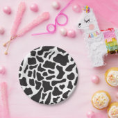 白黒の牛の斑点の動物パターン ペーパープレート (パーティー)