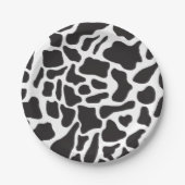白黒の牛の斑点の動物パターン ペーパープレート (正面)