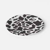 白黒の牛の斑点の動物パターン ペーパープレート (アングル)