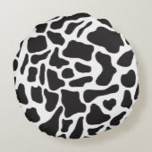 白黒の牛の斑点の動物パターン ラウンドクッション (裏面)