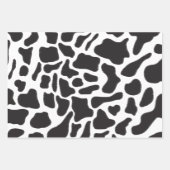 白黒の牛の斑点の動物パターン ラッピングペーパーシート (正面)