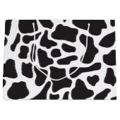 白黒の牛の斑点の動物パターン ラージペーパーバッグ (正面)