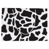 白黒の牛の斑点の動物パターン ラージペーパーバッグ (裏面)