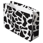 白黒の牛の斑点の動物パターン ラージペーパーバッグ (裏面アングル)