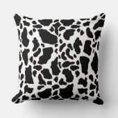 白黒の牛の斑点アニマルプリントパターン クッション (正面)