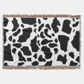 白黒の牛の斑点アニマルプリントパターン スローブランケット (正面)