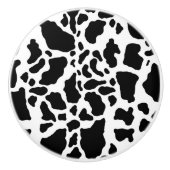白黒の牛の斑点アニマルプリントパターン セラミックノブ (正面)