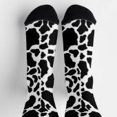 白黒の牛の斑点アニマルプリントパターン ソックス (上部)