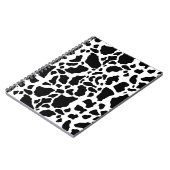 白黒の牛の斑点アニマルプリントパターン ノートブック (左側)