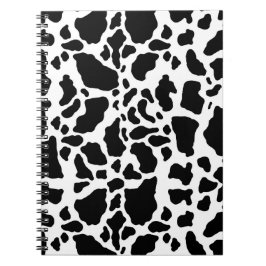 白黒の牛の斑点アニマルプリントパターン ノートブック