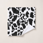 白黒の牛の斑点アニマルプリントパターン バスタオルセット (ウォッシュタオル)