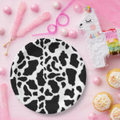 白黒の牛の斑点アニマルプリントパターン ペーパープレート (パーティー)