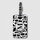 白黒の牛の斑点アニマルプリントパターン ラゲッジタグ (正面縦)