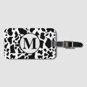 白黒の牛の斑点アニマルプリントパターン ラゲッジタグ (正面横)