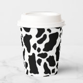 白黒の牛の斑点アニマルプリントパターン 紙コップ (正面)