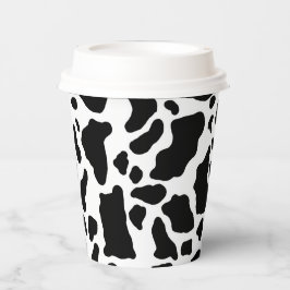 白黒の牛の斑点アニマルプリントパターン 紙コップ