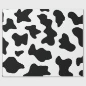 白黒の牛の斑点ファープリント ラッピングペーパー (フラット)