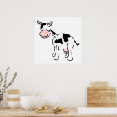 白黒の牛の漫画。 ポスター (キッチン)