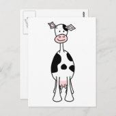 白黒の牛の漫画。正面. ポストカード (正面/裏面)