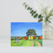 白黒の牛の贈り物 ポストカード (スタンド正面)