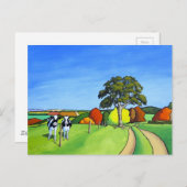 白黒の牛の贈り物 ポストカード (正面/裏面)