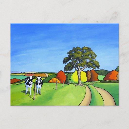 白黒の牛の贈り物 ポストカード (正面)