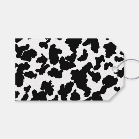 白黒の牛の隠しファーパターン ギフトタグ (正面(横))